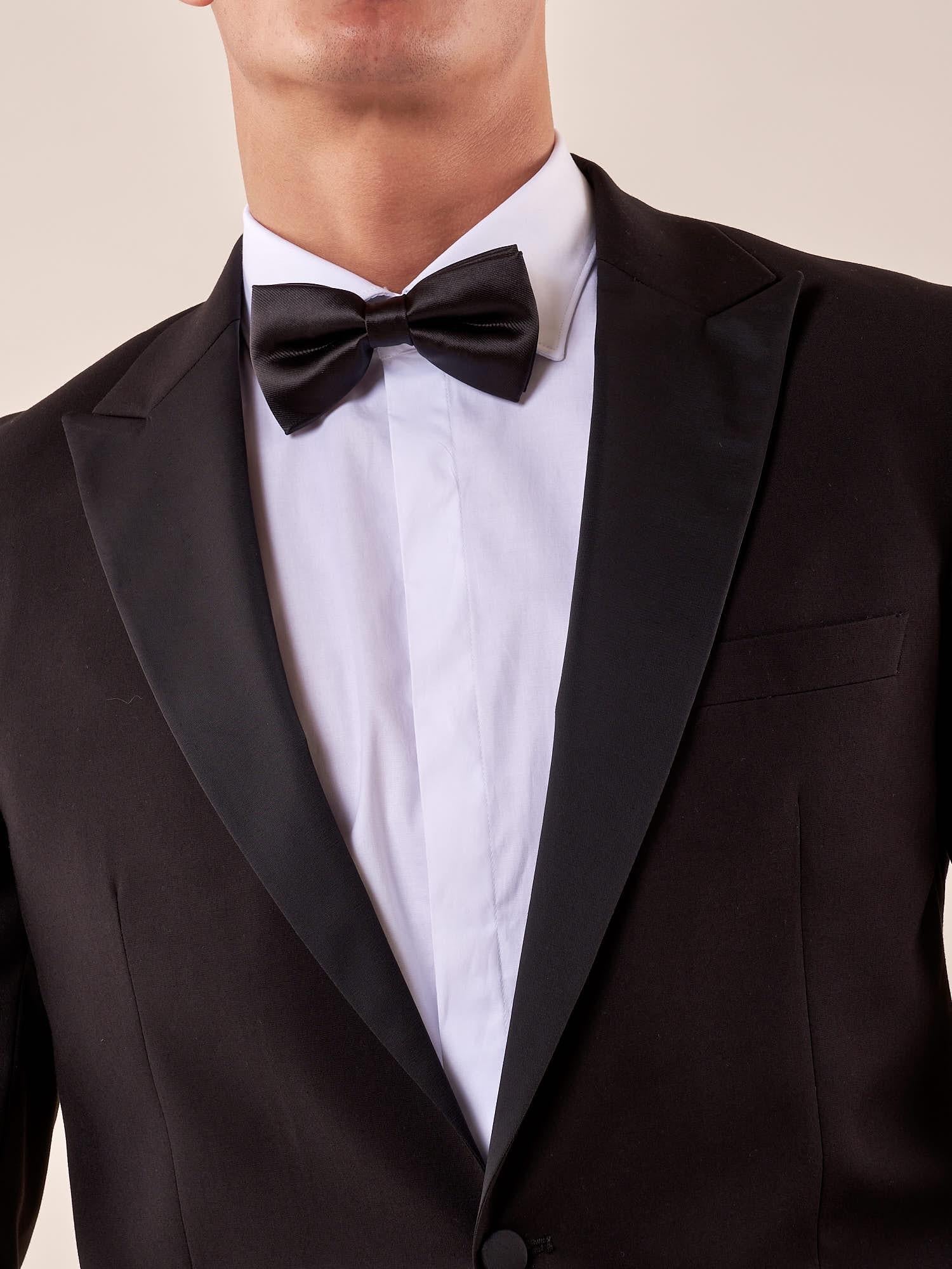 Abito classico cerimonia giacca rever a lancia in raso uomo. TM/NAPOLIPRL NERO ITALIAN FORMAT