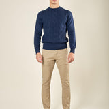 Pantalone Uomo Slim Fit in Cotone Operato Elasticizzato con Tasche allAmericana. Stile e Comfort Quotidiano. M49451 BEIGE SUPERIOR VINTAGE