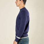 Maglia da uomo girocollo manica lunga in tessuto misto viscosa. Stile moderno e comfort quotidiano. OC1F2W5M85 BLU OVER-D