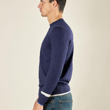 Maglia da uomo girocollo manica lunga in tessuto misto viscosa. Stile moderno e comfort quotidiano. OC1F2W5M85 BLU OVER-D