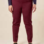 Pantalone Donna Curvy in Punto Milano  Vestibilità a Sigaretta, Tasche a Filetto, Lunghezza alla Caviglia. F708YBFAGGIA AMARONE Lizalù