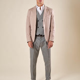 Giacca da Uomo Elegante in Tessuto Punto Milano  Due Bottoni, Tasche a Toppa. OE1F2W5G17 BEIGE OVER-D