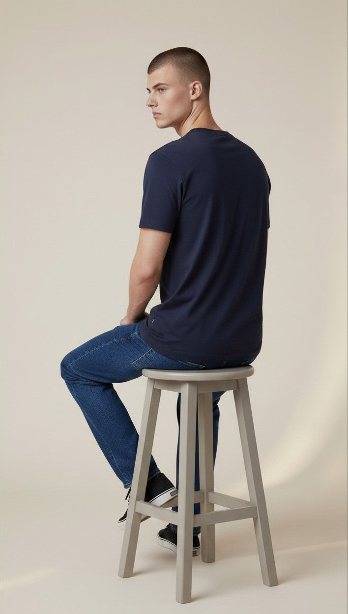 T-Shirt Uomo a Manica Corta in Tessuto Tecnico Traspirante M49930 BLU SUPERIOR VINTAGE Uomo 