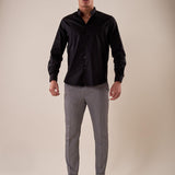 Camicia Manica lunga cotone elasticizzato modello alla coreana uomo. OC1S2S5C02 NERO OVER-D 