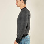 Maglia Uomo Girocollo Manica Lunga in Misto Viscosa con Micro Disegno CON/4034225 BLACK CONSENSO 