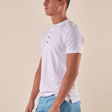 T-shirt Serafino Uomo in 100% Cotone  Manica Corta, Stile Casual e Versatile DM9285 BIANCO DATCH 