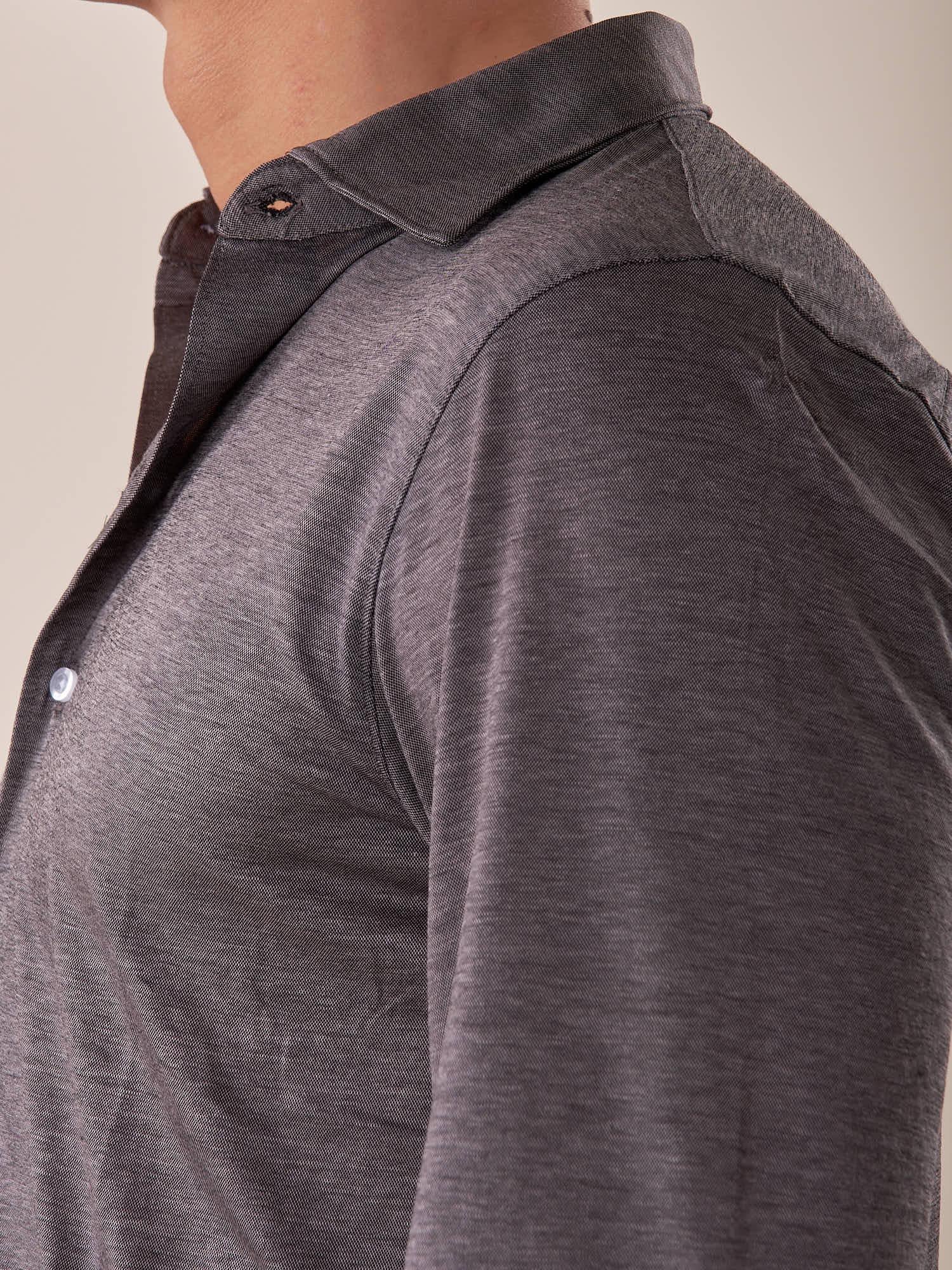 Camicia manica lunga micro piquet uomo. OC1S2S5C35 NERO OVER-D Uomo 