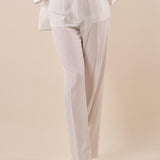 Pantalone Donna lungo a palazzo tessuto fluido con tasca allamericana. ROMI/A5116 BIANCO ROMIHO 