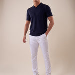 Polo manica corta collo derby viscosa tessuto crepe finezza 12 uomo. CON2152125 NAVY CONSENSO 