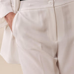 Pantalone Donna lungo a palazzo tessuto fluido con tasca allamericana. ROMI/A5116 BIANCO ROMIHO 
