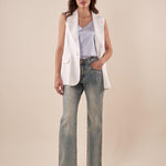 Jeans Donna lungo con strass sulle tasche e fondo sfrangiato. DE002424 DENIM ARTIGLI 