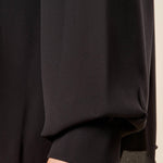 Blusa Donna Curvy Girocollo  Manica Lunga con Dettaglio Gioiello e Pience Frontali. F196YBFPEG NERO Lizalù 