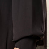 Blusa Donna Curvy Girocollo  Manica Lunga con Dettaglio Gioiello e Pience Frontali. F196YBFPEG NERO Lizalù 