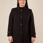 Cappotto Donna Curvy in Doppio Crepe con Collo alla Coreana  Eleganza Essenziale e Vestibilità Perfetta. F646YBFFAUSTINA NERO Lizalù 