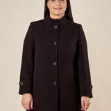 Cappotto Donna Curvy in Doppio Crepe con Collo alla Coreana  Eleganza Essenziale e Vestibilità Perfetta. F646YBFFAUSTINA NERO Lizalù 