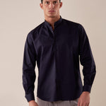 Camicia Manica lunga cotone elasticizzato modello alla coreana uomo. OC1S2S5C02 BLU OVER-D 