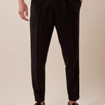 Pantalone doppio bottone tasca america con fibbie laterali uomo. GPE511 NERO BLACKSUNDAY 