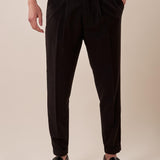 Pantalone doppio bottone tasca america con fibbie laterali uomo. GPE511 NERO BLACKSUNDAY 