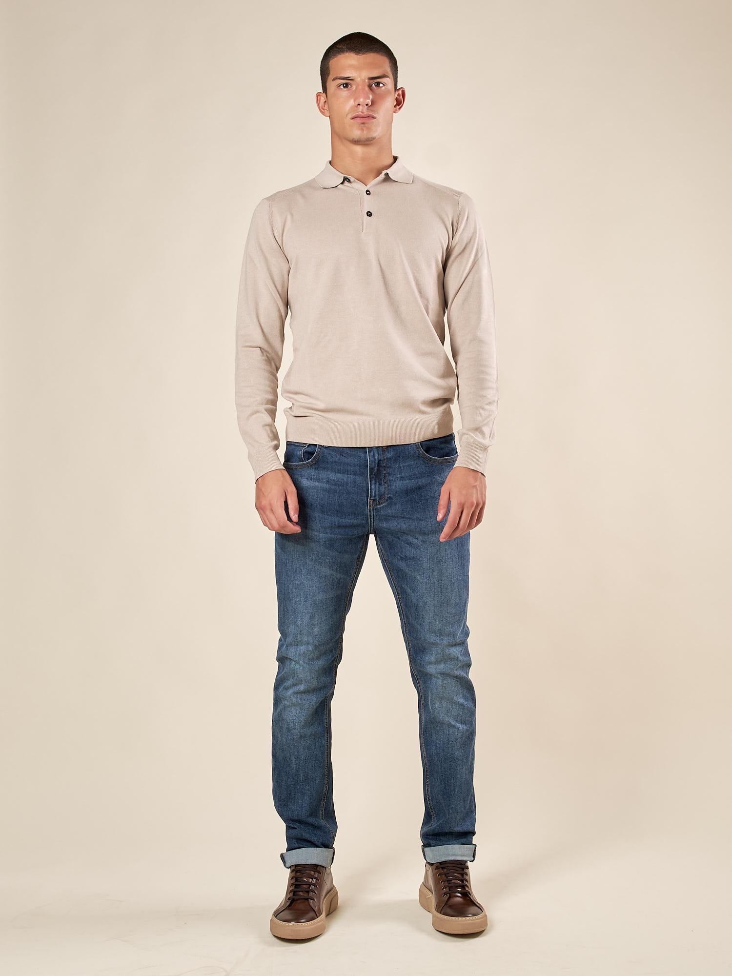 Polo uomo manica lunga in misto viscosa Eleganza casual e comfort naturale. CON/3020900 PANAMA CONFAB 