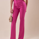 Pantalone a zampa vita alta donna. PA000840 GERANIO ARTIGLI 