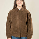 Bomber donna effetto scamosciato. Zip frontale, tasche a filetto e collo a camicia. HM2513 CAFFE FORGET-ME-NOT 
