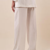 Pantalone Donna lungo a palazzo tessuto fluido con tasca allamericana. ROMI/A5116 BIANCO ROMIHO 