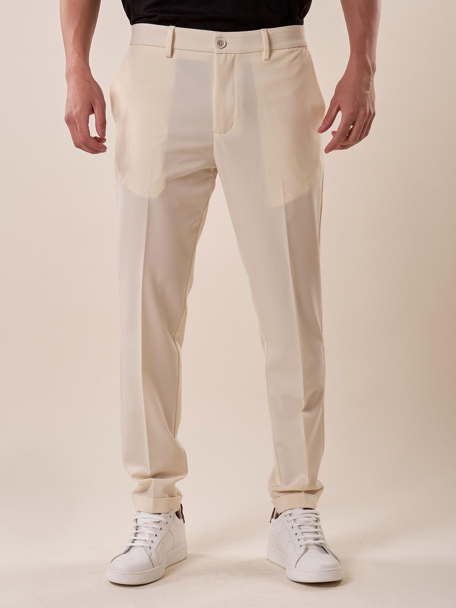 Pantalone chino slim fit con risvolto uomo. OC1S2S5P11 BURRO OVER-D Uomo 