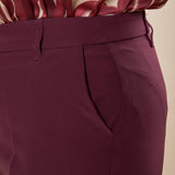 Pantalone Donna Curvy in tessuto tecnico con spacchetto e bottone oro. F299YBFALIDA BURGUNDY Lizalù 