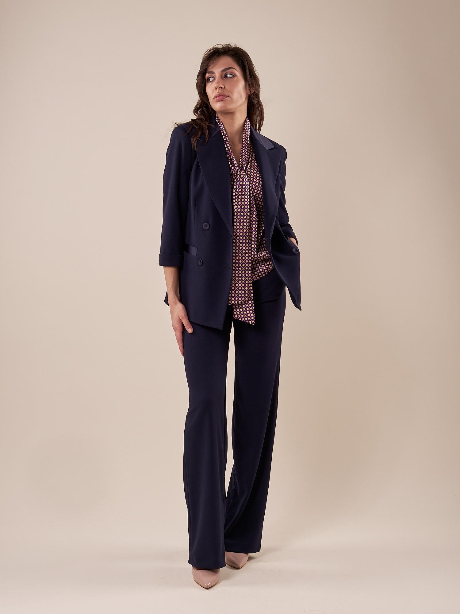 Complet tessuto crepe manica 3/4 donna. TA001980 BLU ARTIGLI 