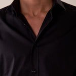 Camicia in cotone elasticizzatoa slim collo francese con riprese uomo. FBSOFT NERO FB Uomo 