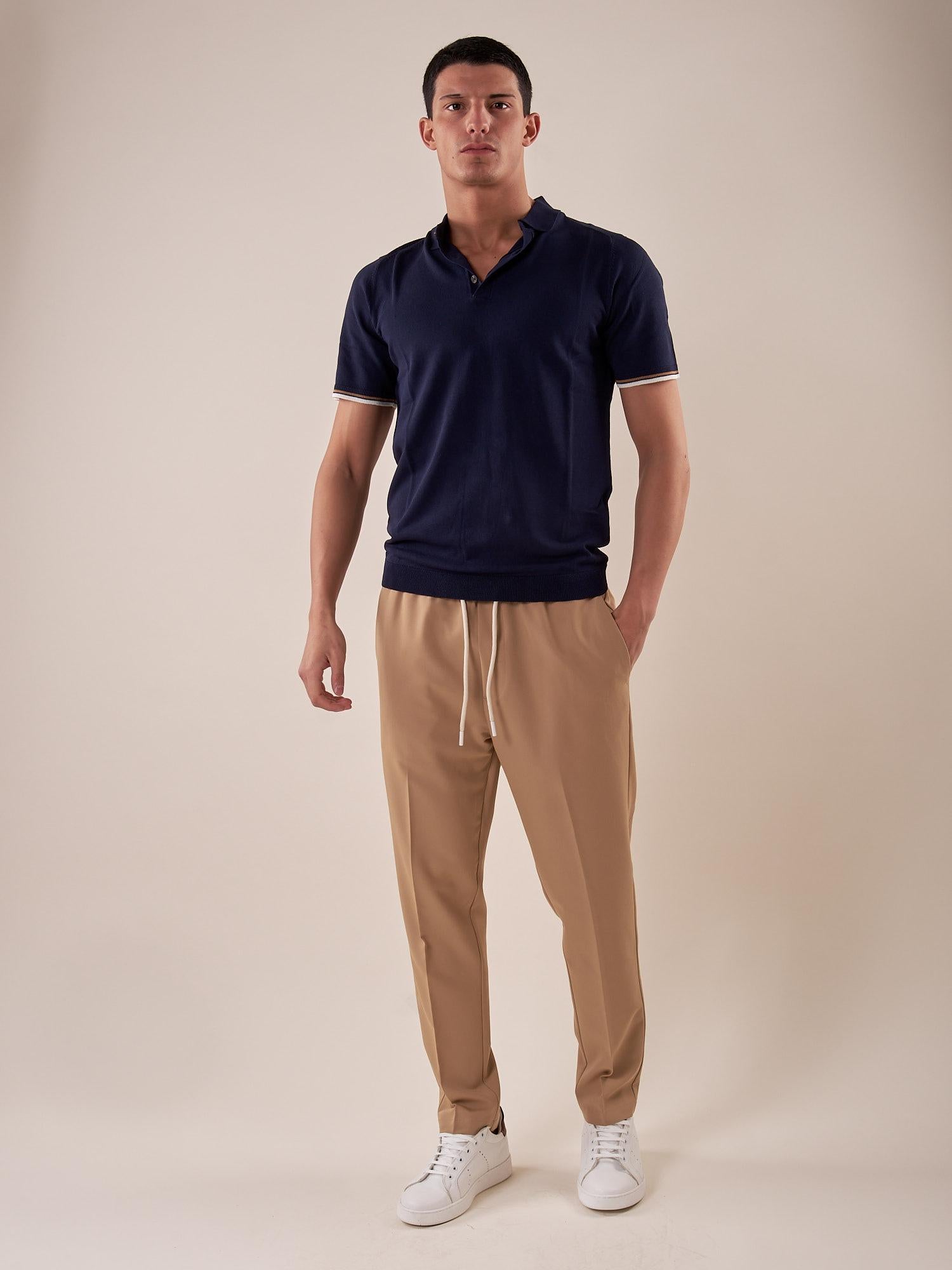Polo manica corta viscosa crepe f.12 uomo. CON2158125 NAVY CONSENSO 