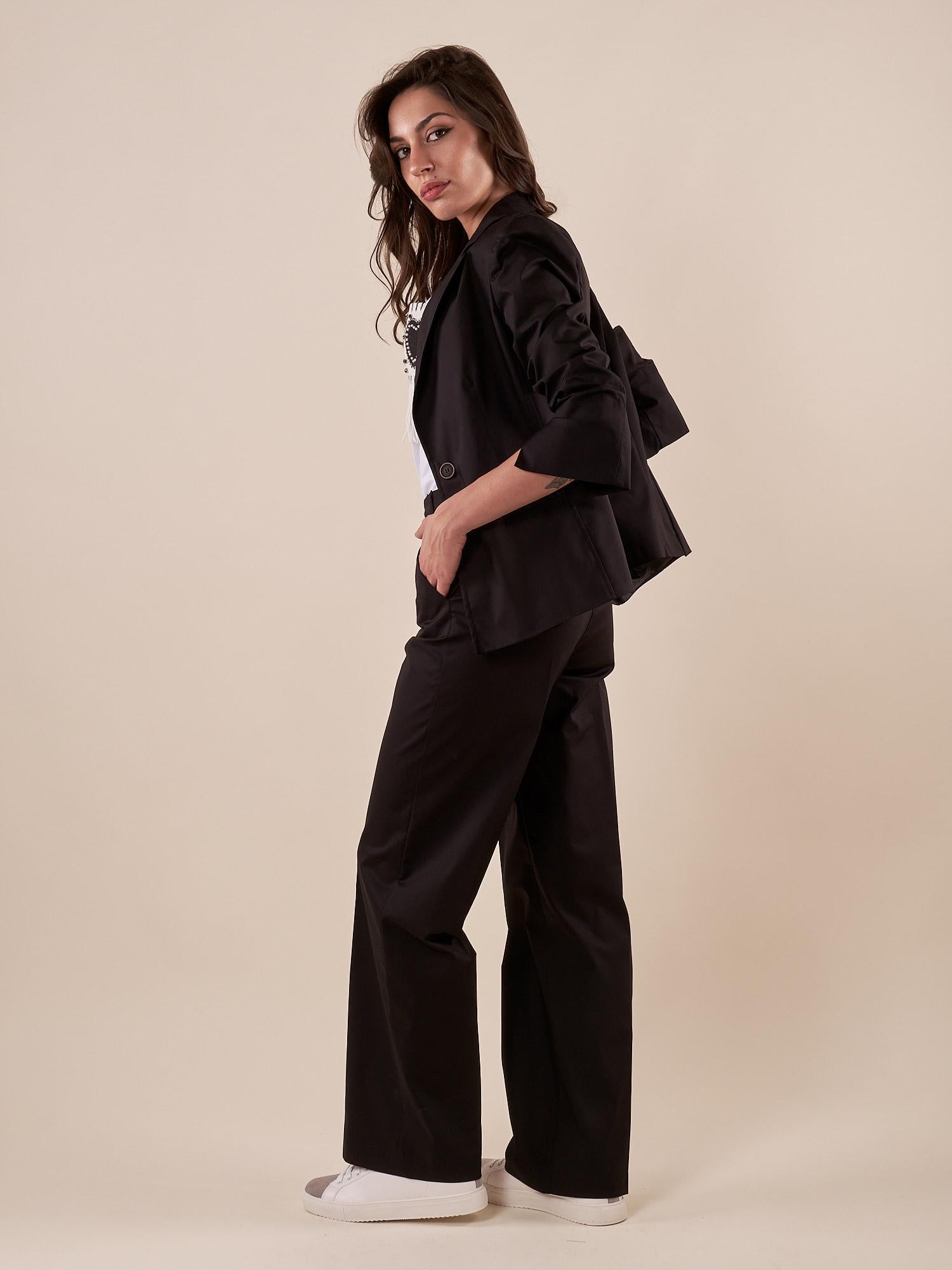 Giacca Donna raso di cotone manica 3/4. ROMI/4009 NERO ROMIHO 