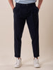 Men's tapred fit one-pence trousers with turn-ups.