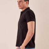 Polo manica corta cotone elasticizzato. DM1881 NERO DATCH 