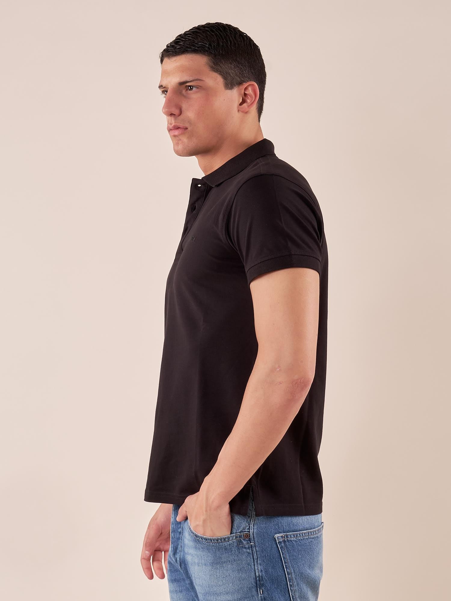 Polo manica corta cotone elasticizzato. DM1881 NERO DATCH 