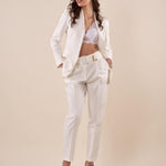 Pantalone donna vita alta con cintura e pences PA000763 PANNA ARTIGLI 