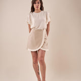Shorts bicolore con pannello donna. SH002056 BEIGE ARTIGLI 