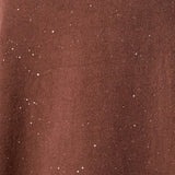 Maglia Donna Curvy in Viscosa  Scollo a V, Manica Raglan e Micro Paillettes Tono su Tono. F768YBFAZ23804 MOCHA Lizalù 