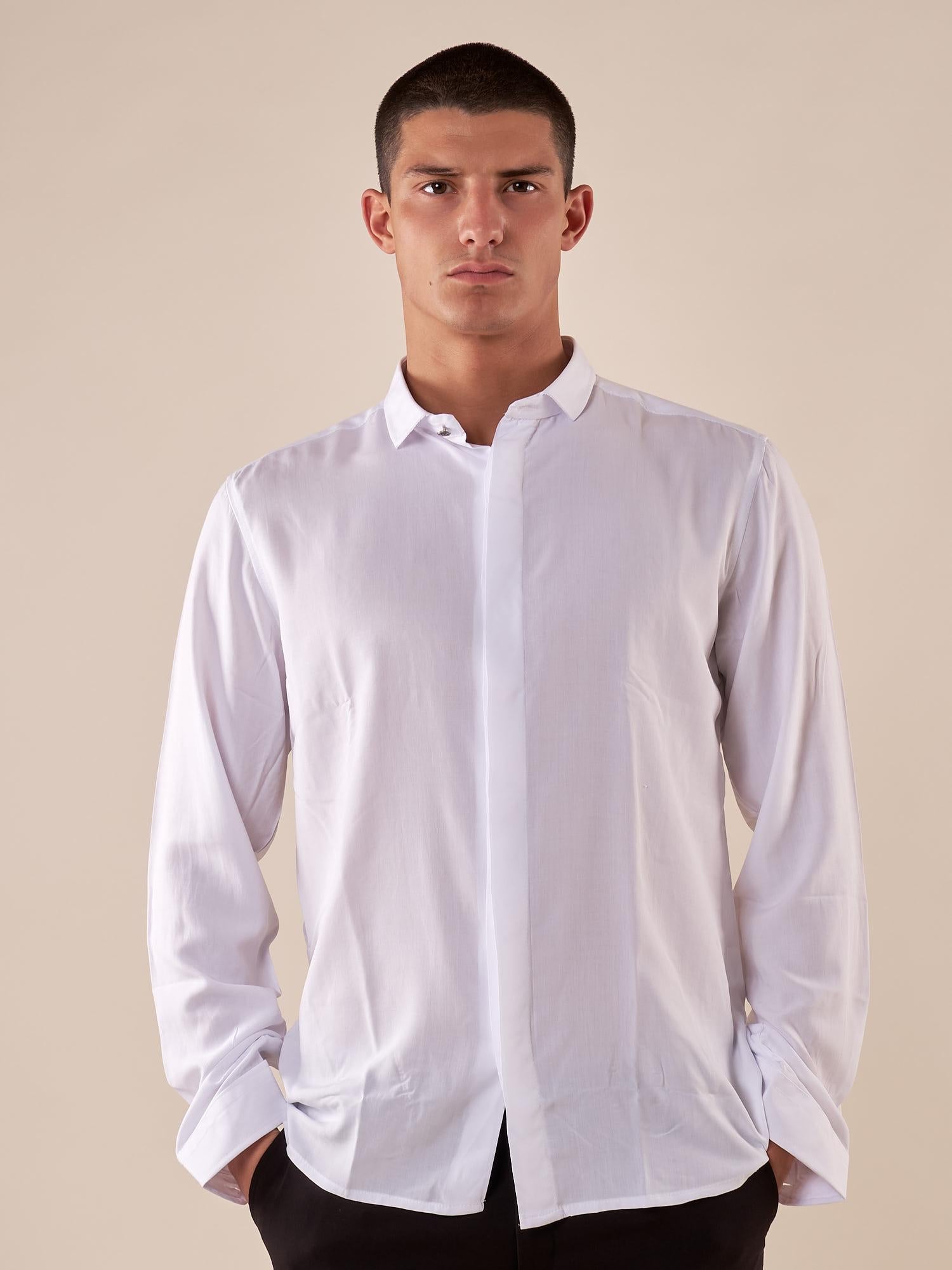 Camicia da uomo manica lunga in viscosa 100% con collo classico. PAMPERO BIANCO BLACKSUNDAY 