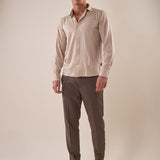 Camicia manica lunga micro piquet uomo. OC1S2S5C35 GREIGE OVER-D 