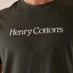 T-shirt Uomo manica corta in cotone 100% con logo stampato a contrasto TS616034 VERDE Henry Cotton's 