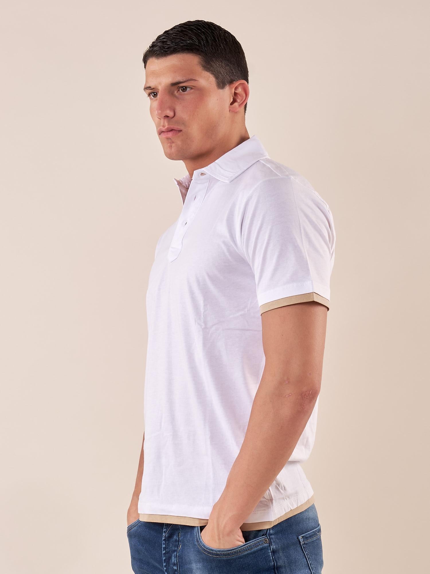 Polo manica corta tessuto100% cotone uomo, PE120H BIANCO HAMAKI-HO 