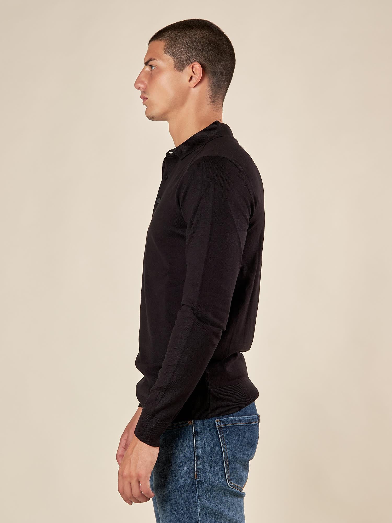 Polo uomo manica lunga in misto viscosa Eleganza casual e comfort naturale. CON/3020900 BLACK CONFAB 