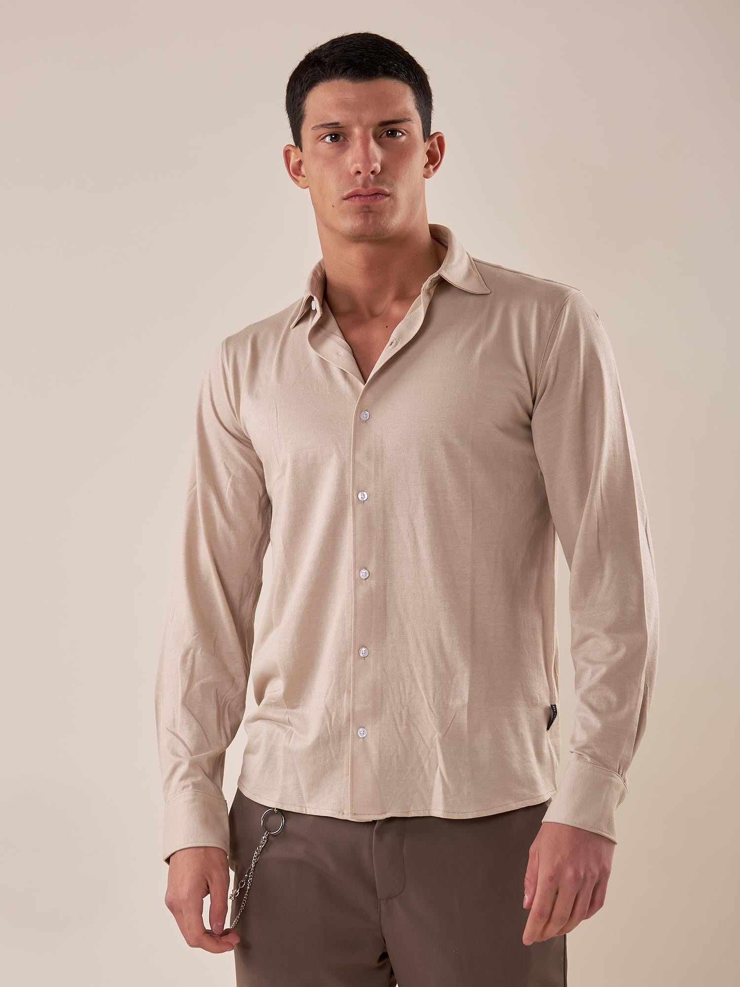 Camicia manica lunga micro piquet uomo. OC1S2S5C35 GREIGE OVER-D 