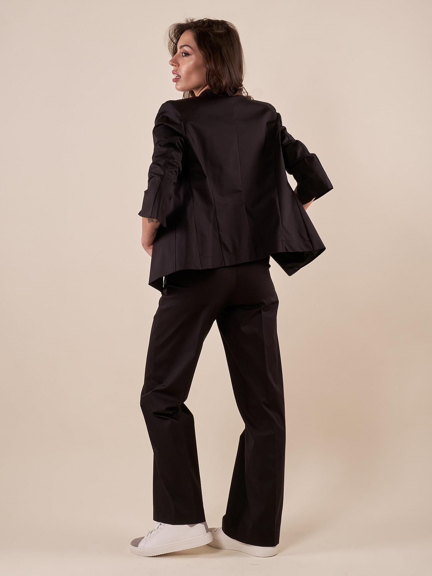 Giacca Donna raso di cotone manica 3/4. ROMI/4009 NERO ROMIHO 