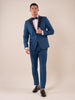 Classic formal suit with peak lapel jacket in satin for men.