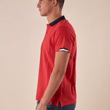 Polo da Uomo in 100% Cotone Piquet con Colletto e Polsini a Contrasto. BAM5431 BRIGHT RED BACI & ABBRACCI Uomo 