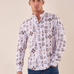 Camicia manica lunga misto lino collo coreano uomo. DM9395 MORO DATCH 