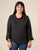 Blusa Donna Curvy Manica Lunga con Scollo a Barca e Risvolto  Vestibilità Svasata ed Elastico sui Polsi.
