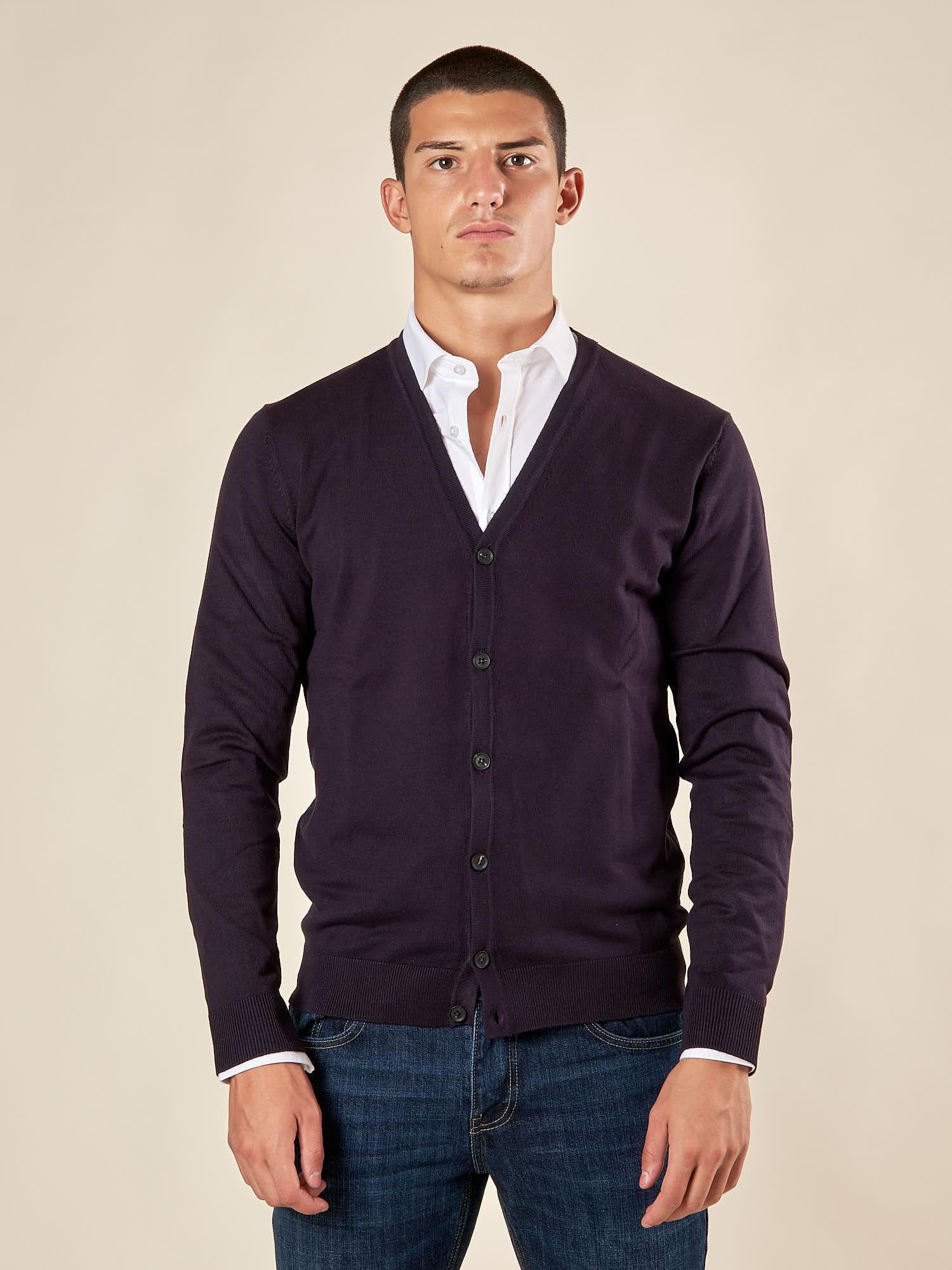 Cardigan Uomo manica lunga in misto viscosa. Eleganza rilassata e comfort naturale. CON/3005900 NAVY CONFAB 
